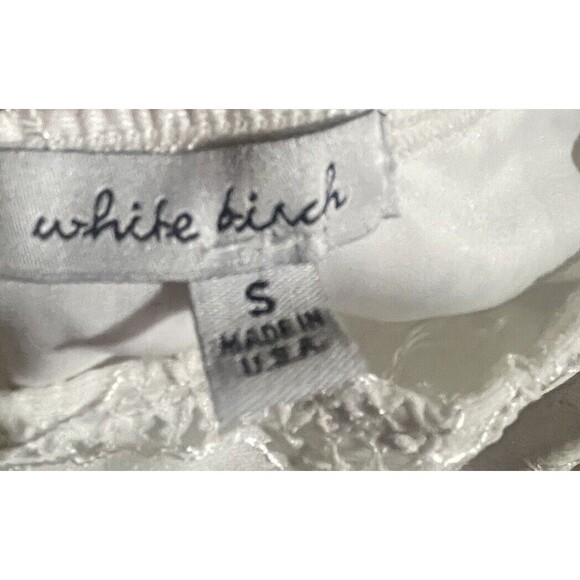 White Birch Blouse Lace Bell Sleeve Sheer Lined Ruffle Boho Womens Size S - Picture 3 of 5